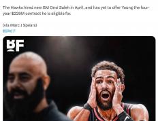 爱游戏体育网址-老鹰拒绝续约！特雷杨告别亚特兰大